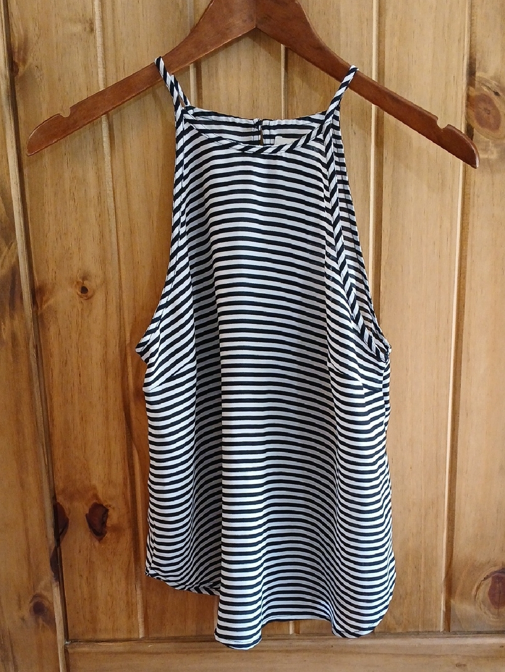 Abercrombie & Fitch Black and White Striped High-Neck Camisole